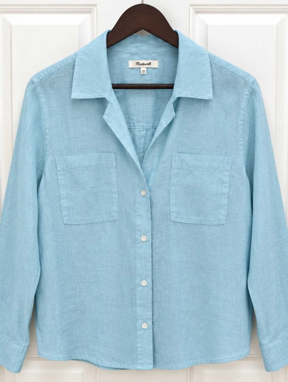 Madewell Light Blue Ramie Blouse Sz XL